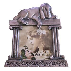 Vintage Puppy Picture Frame Hound Dog Photo Frame 2" x 2" Photograph